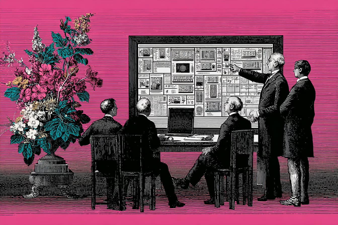 Team reviewing subscriber onboarding flow and engagement data on a shared screen