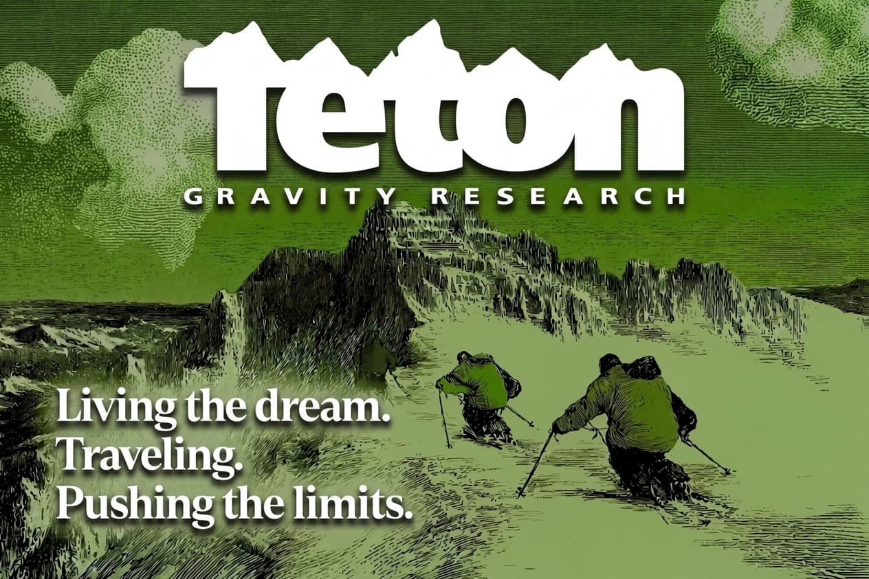 Teton Gravity Research case study cover image in Victorian engraving style with green tones